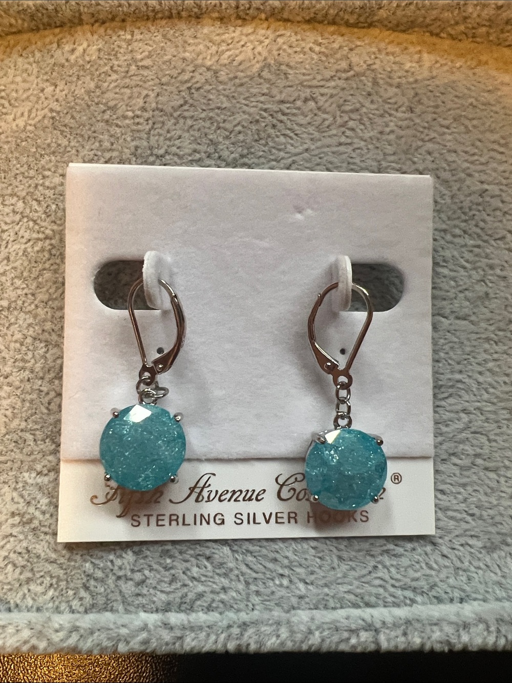 Aqua Druzy Drop Earrings with Sterling Silver Hooks